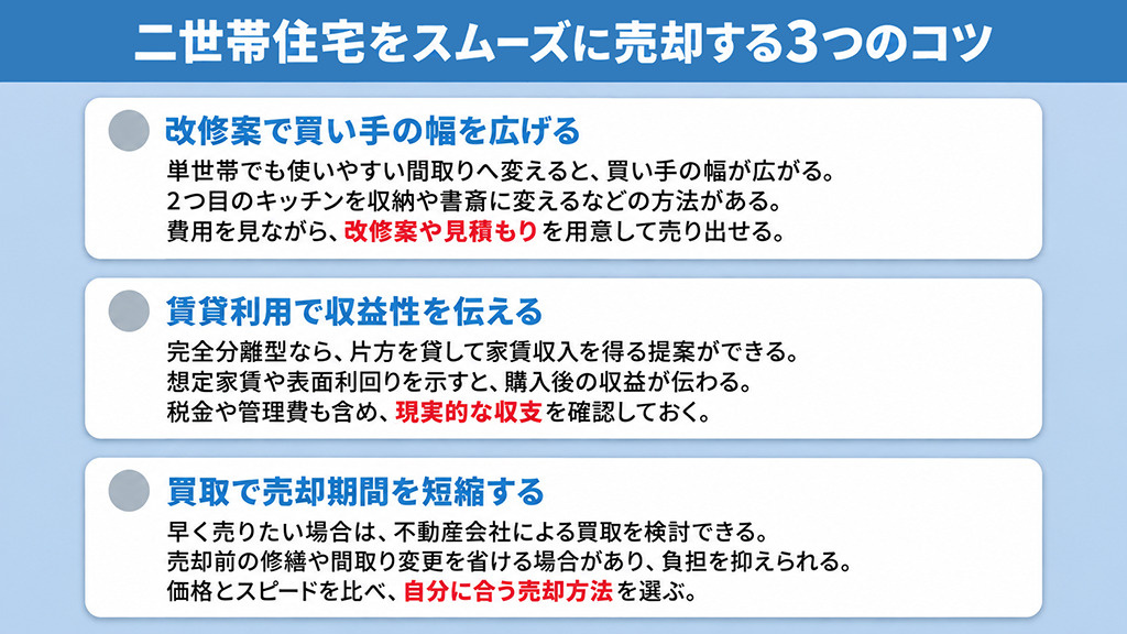 二世帯住宅をスムーズに売却する3つのコツ