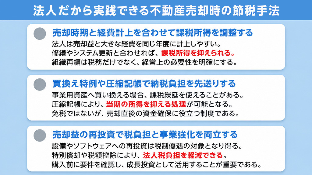 法人だから実践できる不動産売却時の節税手法