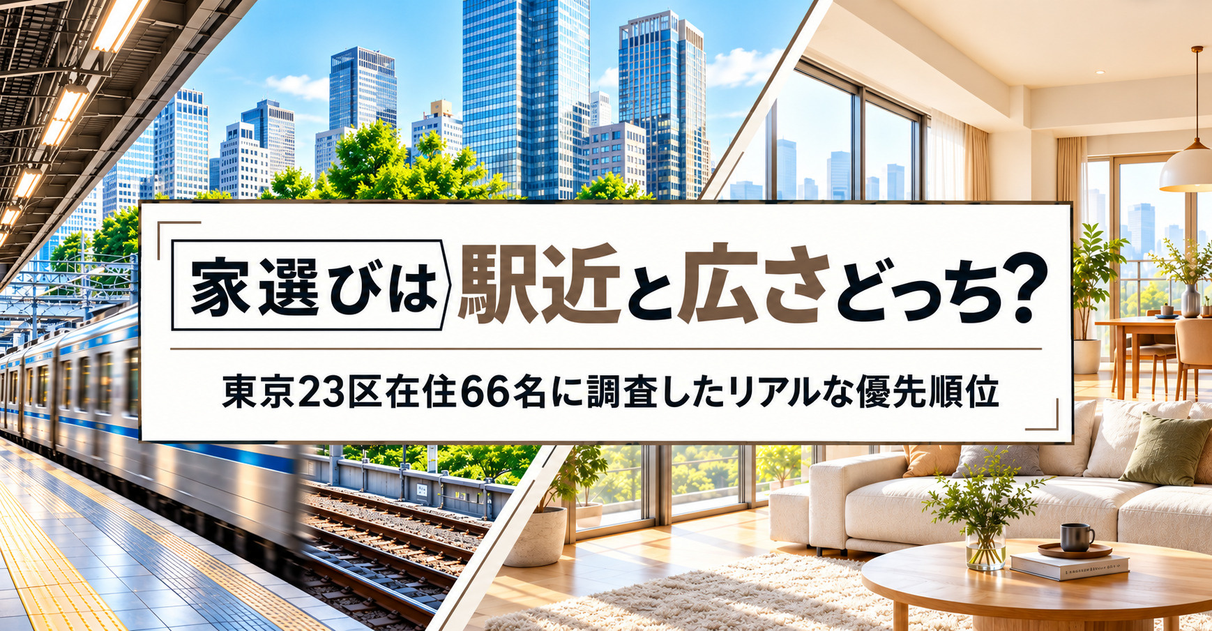 家選びは駅近と広さどっち?東京23区在住66名に調査したリアルな優先順位