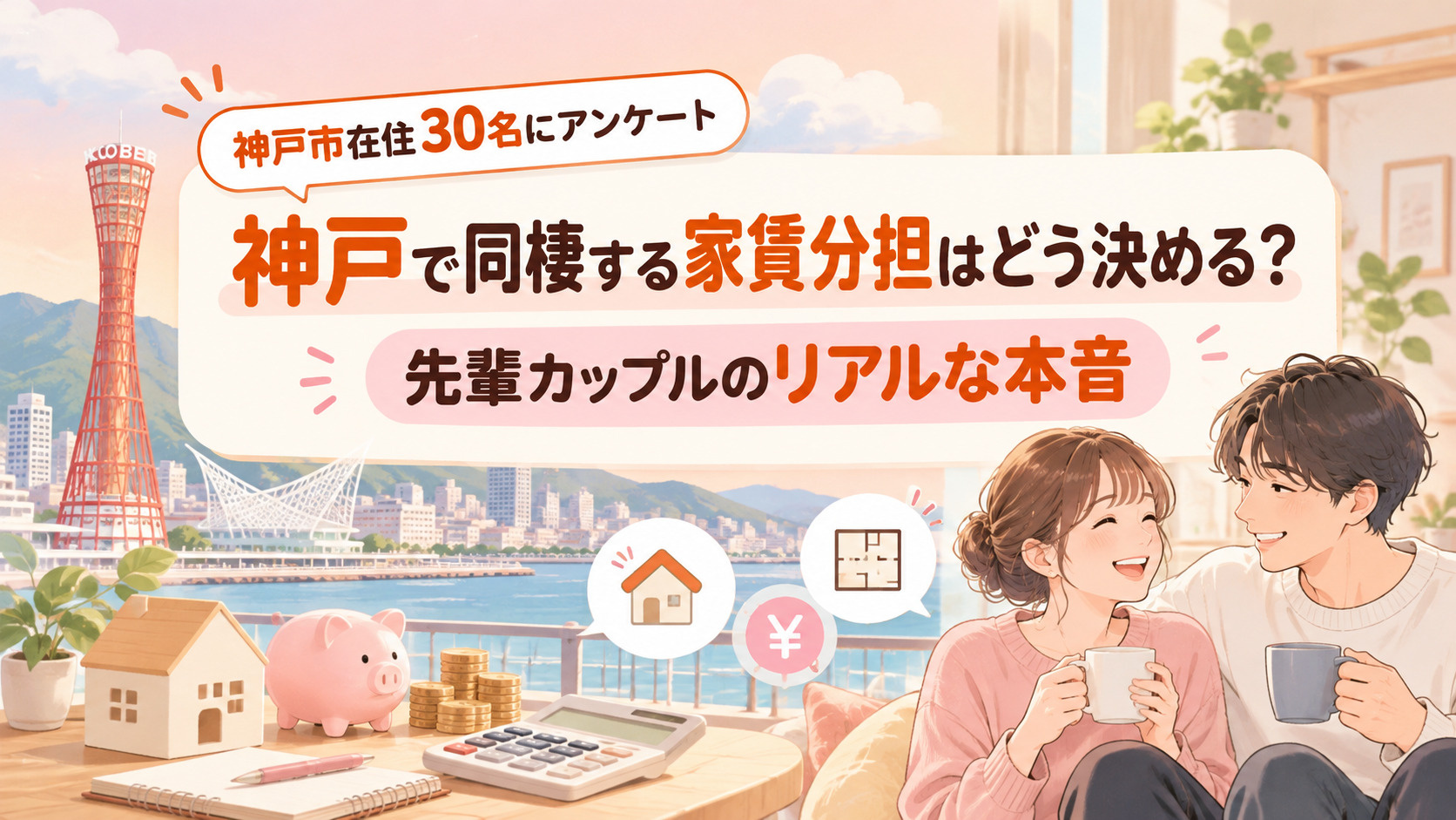 【30名に調査】神戸で同棲する家賃分担はどう決める?先輩カップルのリアルな本音