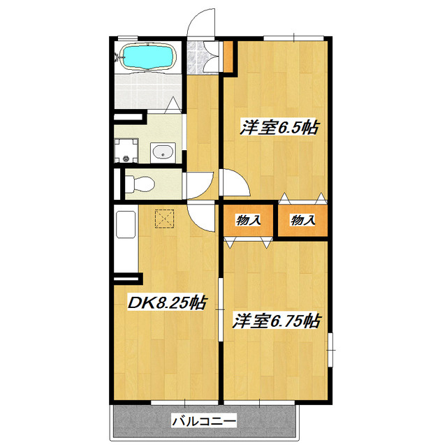 ハイムシンフォニアＡの間取り|オールフローリングの２ＤＫです。