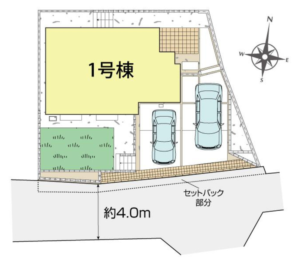 横浜市瀬谷区相沢2丁目 新築戸建て【仲介手数料無料】カースペース2台の区画図