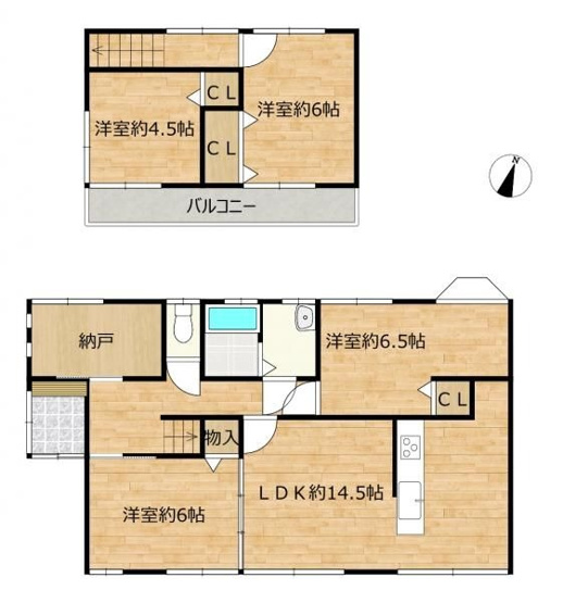 【間取り】 | 宗像市ひかりヶ丘５丁目 　戸建て | リビングも居室もゆったりとした4LDKで、収納も充実しています