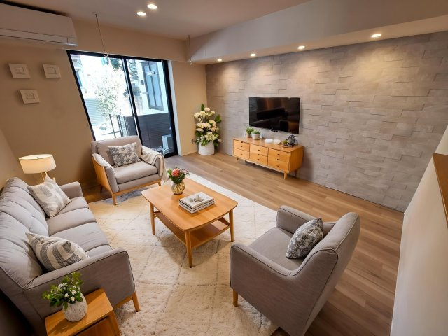 ガーデンコート大崎の居間・リビング|CG家具の為、実際に家具の設置はありません。