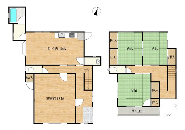 沢津町2丁目　中古住宅の間取り
