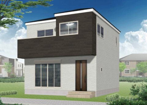 高槻市上土室　第1期　新築一戸建ての外観パース|周辺は落ち着いた街並みの住宅地！子育てがしやすい住環境です！まだ未完成ですが、現地でしかわからない事もございます。是非一度ご覧ください。