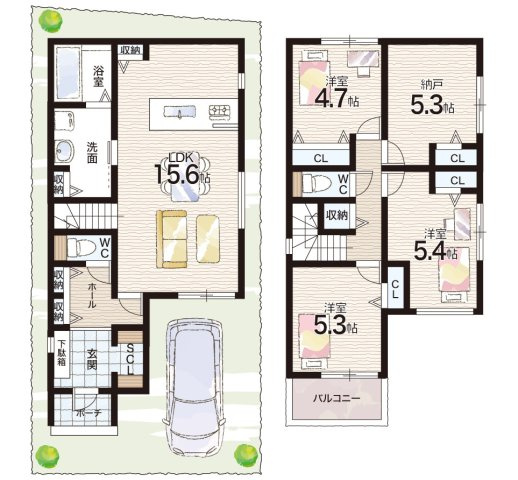 加古川市加古川町河原　第1期　新築一戸建ての間取り