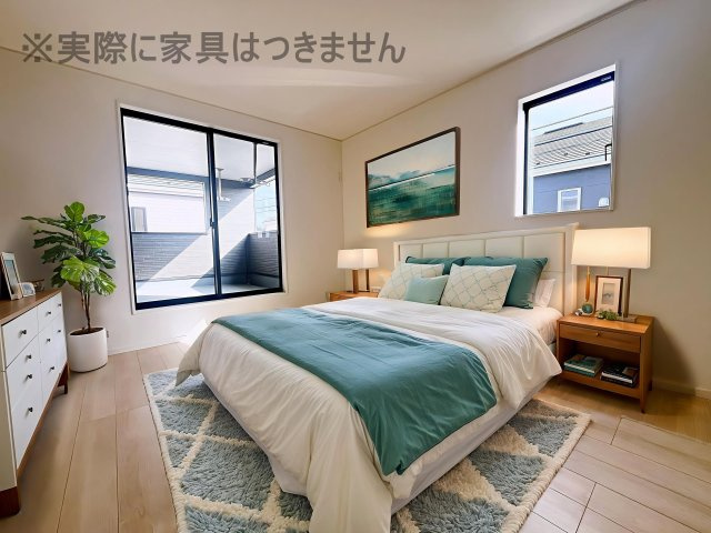 新築戸建・新築建売　二本松市油井第5　油井小・安達中の洋室|画像はバーチャルホームステージングの加工による演出で、実際の家具は付きません。