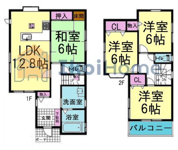 神戸市西区竜が岡2丁目　中古戸建の間取り|【ホームページに現地動画掲載中】●年中無休：当日予約可●全居室６帖以上あり！対面キッチンで開放的！