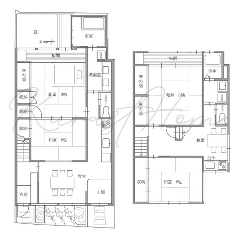 京都市中京区壬生高樋町　中古戸建の間取り