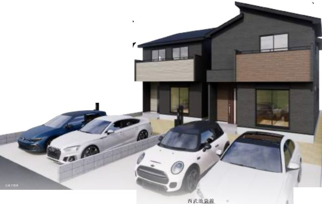 【仲介手数料無料】入間市下藤沢２３期全２棟２号棟　入間の新築なら西武ハウジングの外観パース