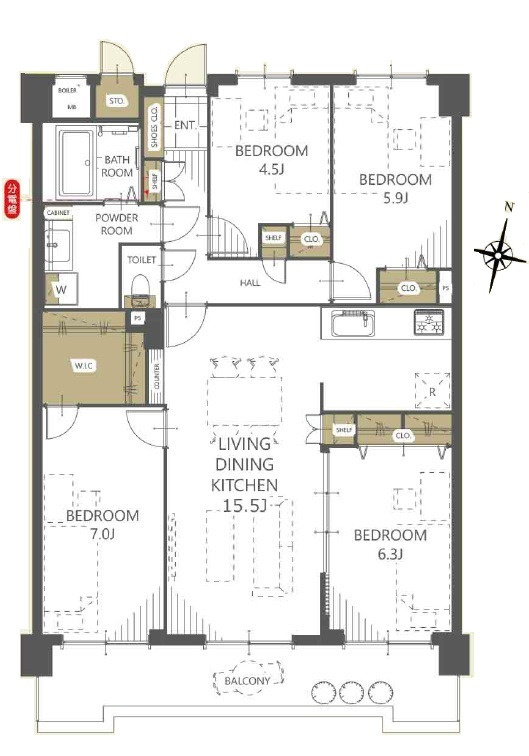 ファミール江波公園リバーサイド弐番館の間取り