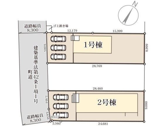上益城郡御船町小坂第2-2棟（1号棟）の区画図|配置図（1号棟）