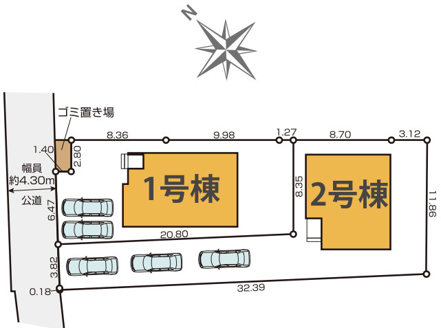 【仲介手数料無料】入間市下藤沢２期全２棟１号棟　入間市の新築なら西武ハウジングの区画図