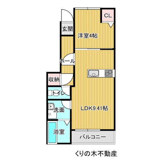 【間取り】 | ルミウス延喜C棟 | 1LDKのお部屋です