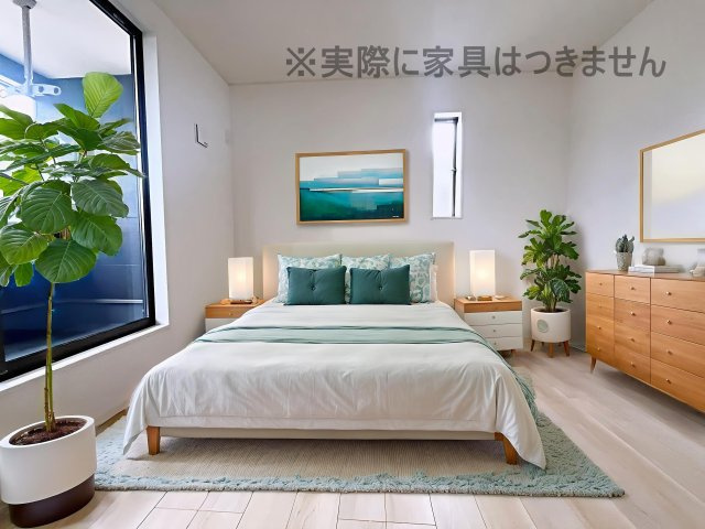 新築戸建・新築建売　二本松市油井第5　油井小・安達中の洋室|画像はバーチャルホームステージングの加工による演出で、実際の家具は付きません。
