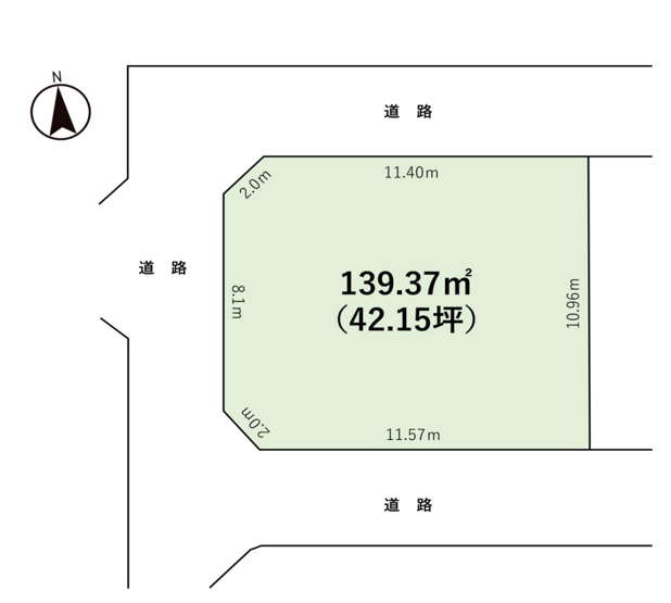 【区画図】 | ◇◆秦野市鶴巻北1丁目 売地◆◇ | 敷地面積約42坪の建築条件なしの売地