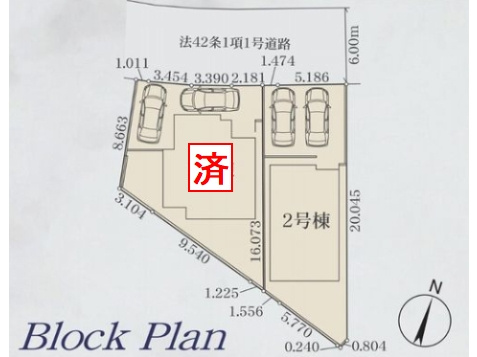【区画図】 | 【仲介手数料０円】藤沢市天神町2期　新築一戸建て　2号棟　全2棟 | 【仲介手数料０円】藤沢市天神町2期　新築一戸建て　全2棟