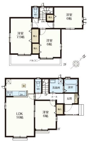 三郷市番匠免1丁目　新築戸建　全5棟　C号棟の区画図|分譲地内に新設道路を備えた、全5棟の新築分譲地