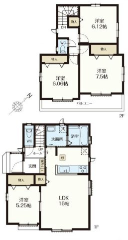三郷市番匠免1丁目　新築戸建　全5棟　D号棟の間取り|子どもの遊び場や在宅ワークに便利なリビング横に洋室完備