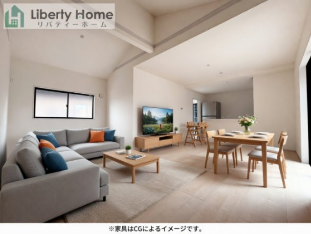 小美玉市希望ケ丘1期　新築戸建　3号棟の居間・リビング|ご予約をいただければ、『平日の空いた時間』『周辺物件まとめて見たい』『1件だけ見たい』ももちろん可能です♪
お気軽にお問合せください♪
※家具はイメージです