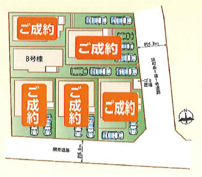 川越市中台３丁目の新築一戸建の区画図|カースペース3台可！