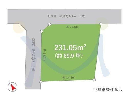 新潟市西区五十嵐三の町東の区画図