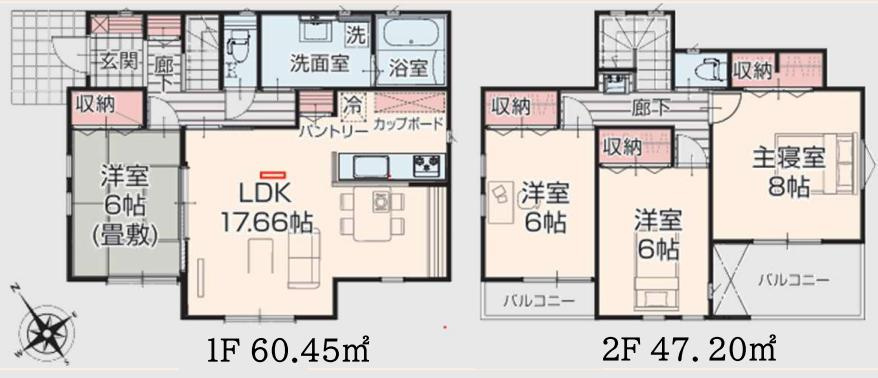 下妻市鬼怒　1号棟の間取り