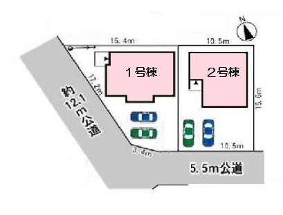 下妻市鬼怒　1号棟の区画図
