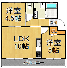 宝梅園1号棟の間取り