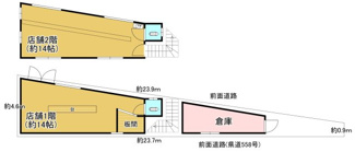 【間取り】 | 大津市雄琴1丁目2-21　店舗 | 敷地・店舗・倉庫の間取り