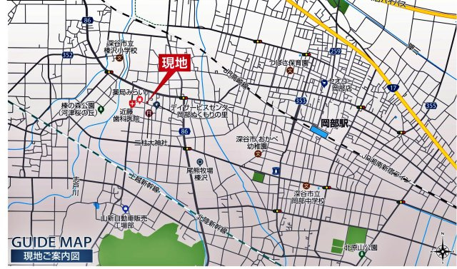 新築戸建・新築建売　深谷市榛沢新田【長期優良住宅】榛沢小・阿部中の地図