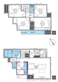 【間取り】 | 茅ヶ崎市今宿  2号棟 3期 | 都市ガス　網戸標準仕様　シャッター1箇所付　Ｗロックディンプルキー　二部屋から行き来できるバルコニー　食洗器・浄水器　浴室乾燥機+窓　全居室収納　LDK18帖