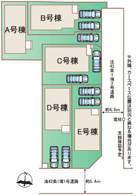 新築/新座市栄3丁目の区画図|駐車場あり（車種による）