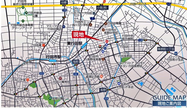 新築戸建・新築建売　行田市富士見2丁目2期【長期優良住宅】桜ヶ丘小・長野中の地図