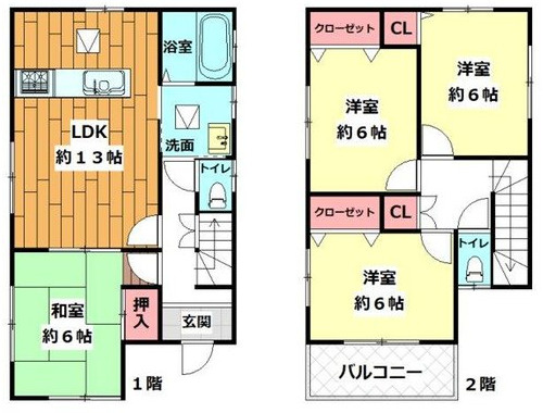 野田市尾崎　中古戸建　平成16年築　の間取り