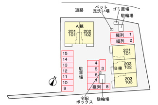 【区画図】 | アリビオ　Ａ | 駐車場