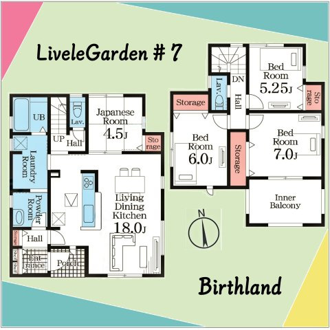 新築戸建・新築建売　福島市笹谷大谷地【長期優良住宅】笹谷小・信陵中の区画図|カースペース2台※敷地内に電柱及び支線が入る場合がございます。