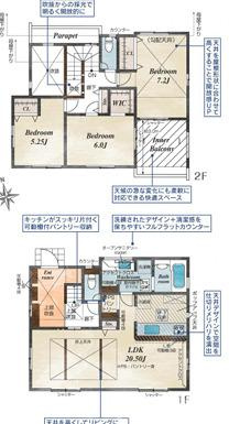 茅ヶ崎市松尾　　新築戸建　　全6区画の間取り|全部屋南向き　３LDKです。
