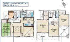 茅ヶ崎市松尾　　新築戸建　　全6区画の間取り|全部屋南向き　４LDKです。