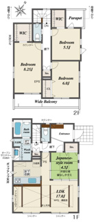 【間取り】 | 【仲介手数料無料！！】日野市南平5丁目　新築戸建て（全6棟）6号棟　4830万円 | 6号棟間取図