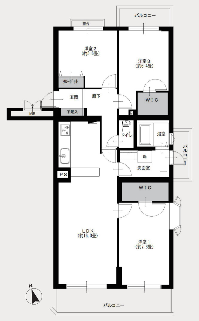 あざみ野団地3-3‐1号棟【仲介手数料無料】の間取り