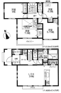 【間取り】 | 秦野市春日町  1号棟 | 網戸標準仕様　シャッター5箇所付　Ｗロックカードキー（FamiLock 電池式）　屋根洋瓦葺き　食洗器・浄水器　浴室乾燥機+窓・浴室TV　全居室収納　LDK16帖