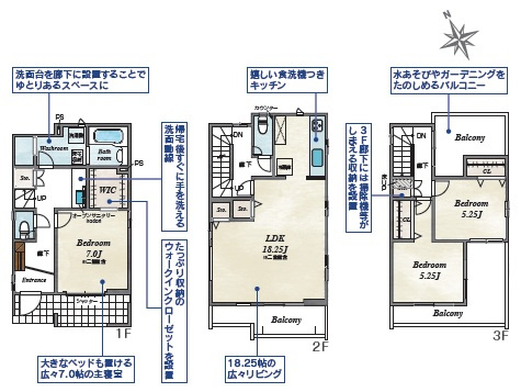 安城市安城町名広　新築分譲住宅　全2棟　1号棟の間取り