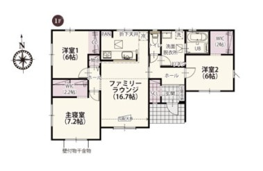 【間取り】 | ワイウッドコート上里町(七本木)第60期【平屋】新築住宅 | ≪4号棟≫