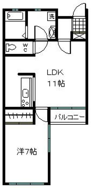 桐生市菱町４丁目のアパートの間取り