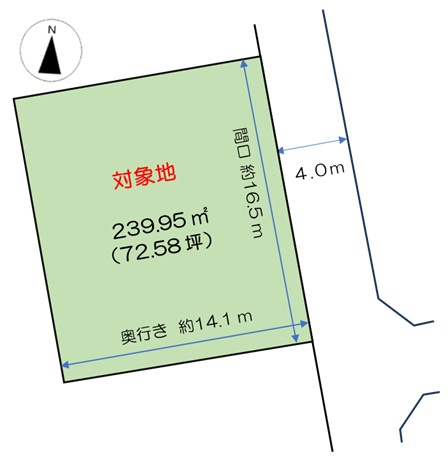 岡山市北区西花尻 土地の区画図|◆敷地ゆったり72坪強ございます！