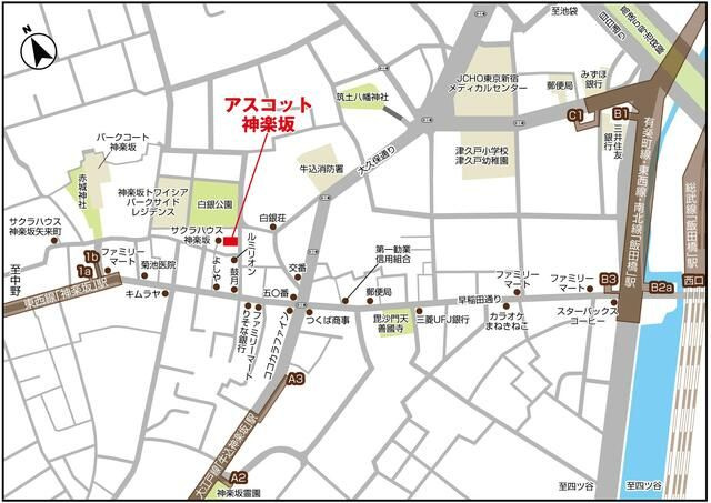 アスコット神楽坂の地図