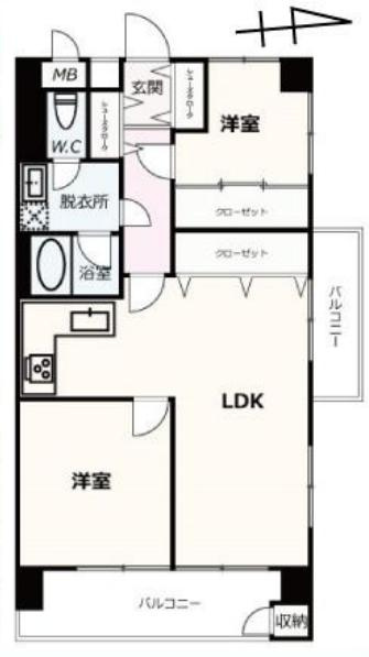 東建狭間マンションの間取り|～東向き2LDK　北東角住戸です～