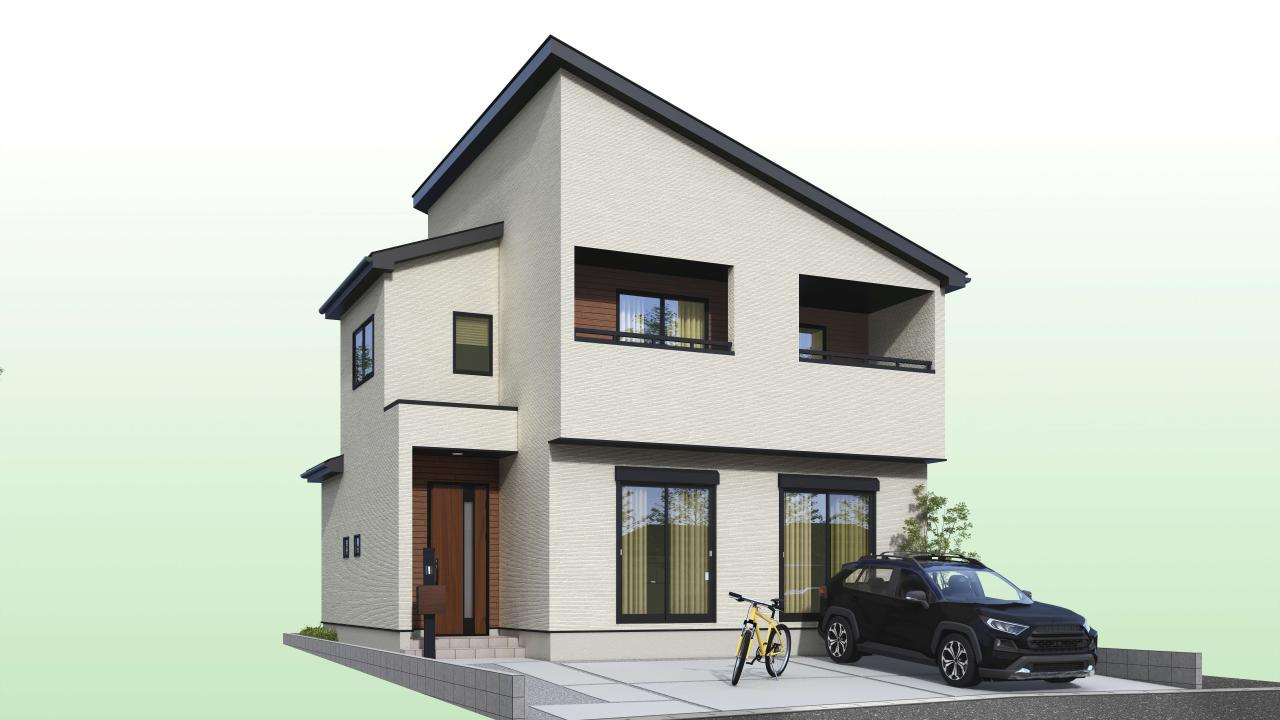 土佐市高岡町甲 5期1棟1 新築戸建ての完成予想図|外観の完成予想図です